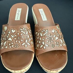 Brighton Women's Brown Floral Cut-Out Mules